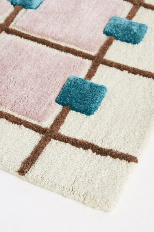 The Mosaic Grid Hand-Tufted Wool Rug