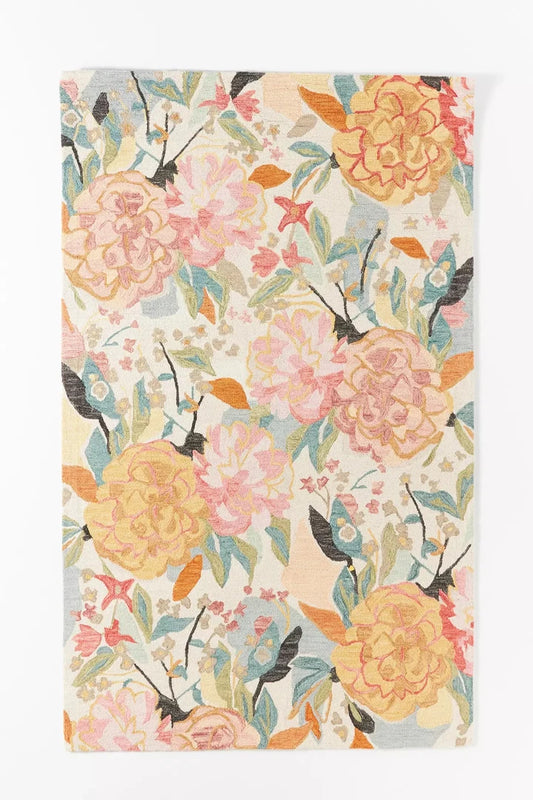 Vintage Pastel Floral Tapestry Hand-Tufted Area Rug