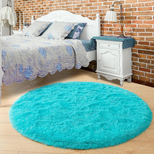 Turquoise Lagoon Round Shaggy Rug