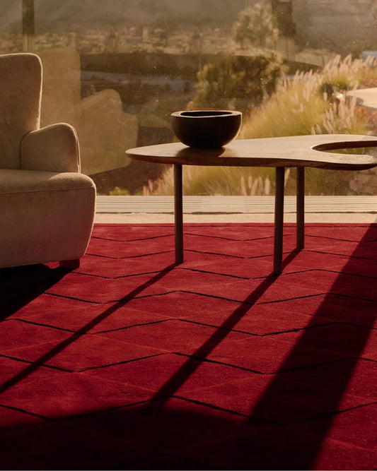 Crimson Harlequin Hand-Tufted Wool Rug