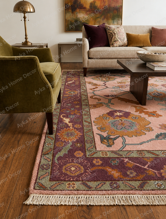 Blush Bloom Hand-Knotted Wool Area Rug