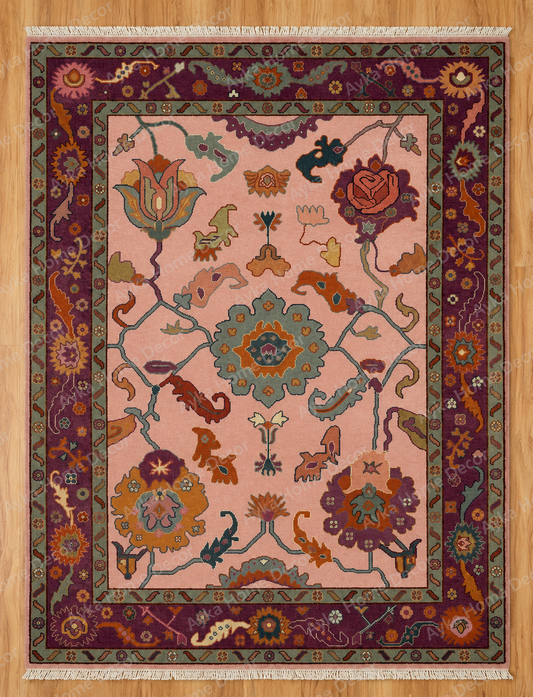 Blush Bloom Hand-Knotted Wool Area Rug
