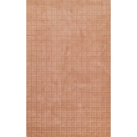 Blush Pink Micro Checkered Relief Hand-Tufted Wool Rug