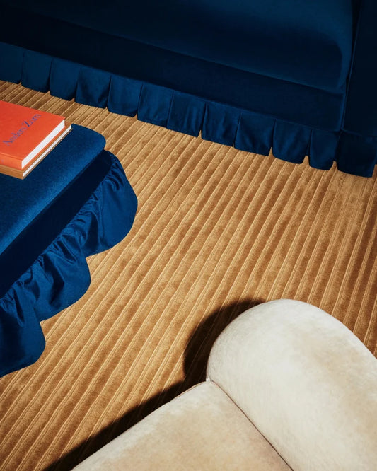 Warm Ochre Linear Texture Hand-Tufted Area Rug