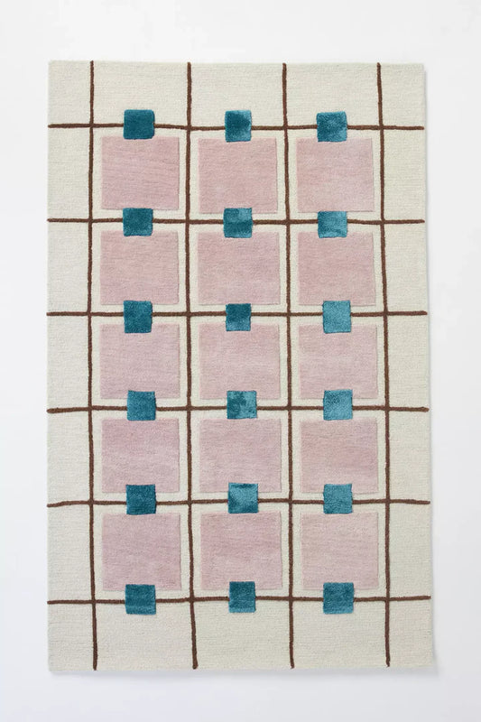 The Mosaic Grid Hand-Tufted Wool Rug