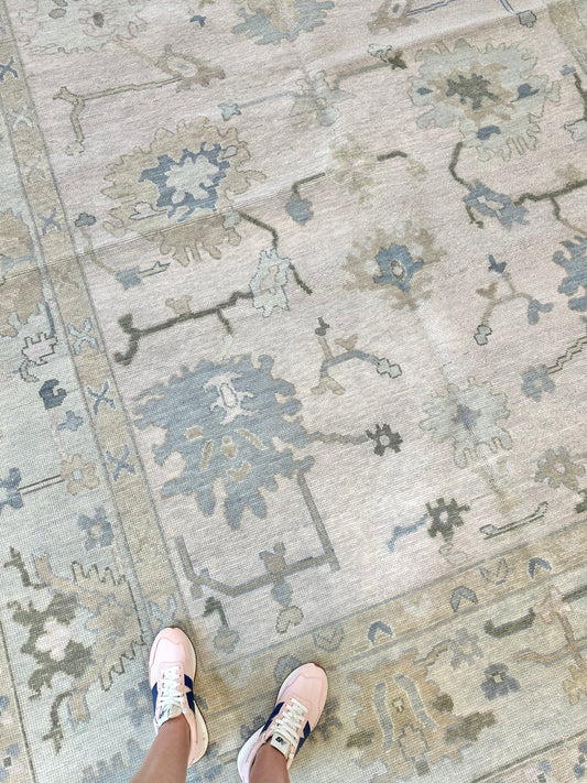 Evangeline Neutral Blue Green Oushak Rug