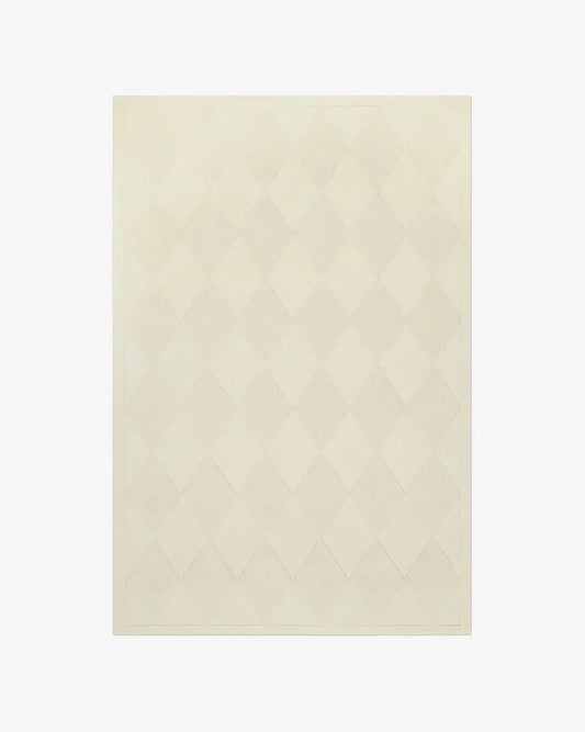 Off-White Diamond Lattice Hand-Tufted Accent Rug