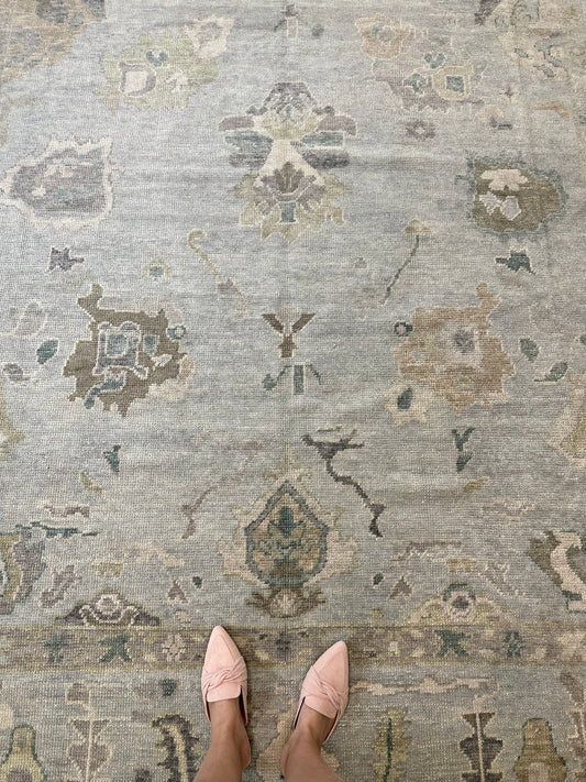 Addison Soft Sky Blue Floral Oushak Rug