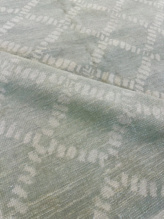 Anne Sage Green Geometric Lattice Oushak Rug