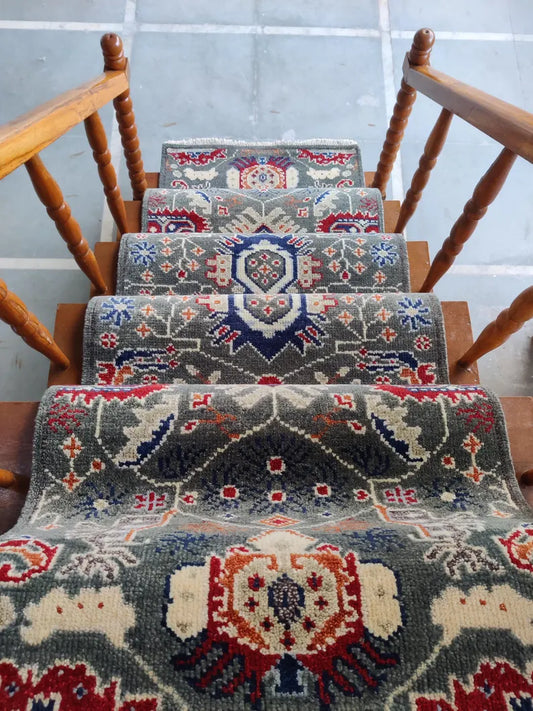 Muted Grey & Red Tribal Medallion Runner Rug