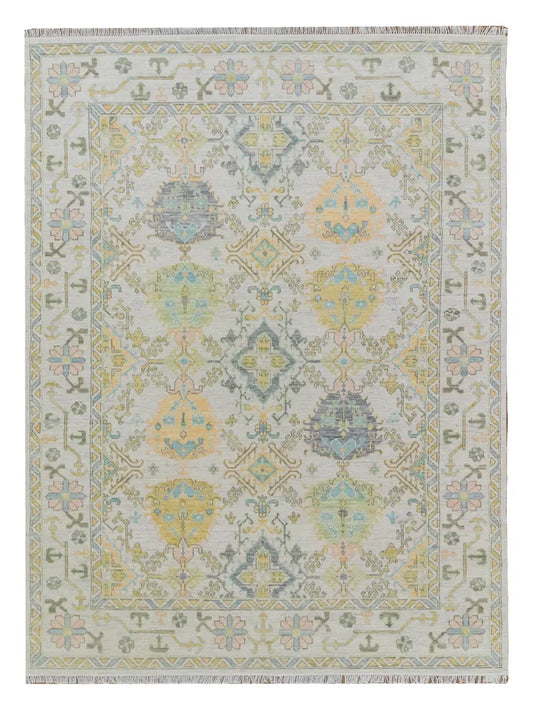 Ivory & Pastel Multicolor Traditional Oushak Rug