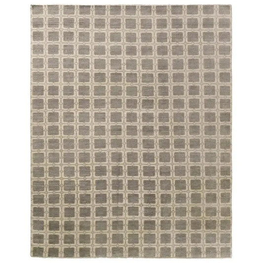 Grey & Off-White Geometric Lattice Area Rug