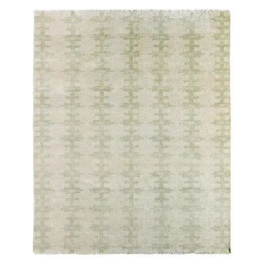 Ivory & Muted Sage Green Abstract Area Rug