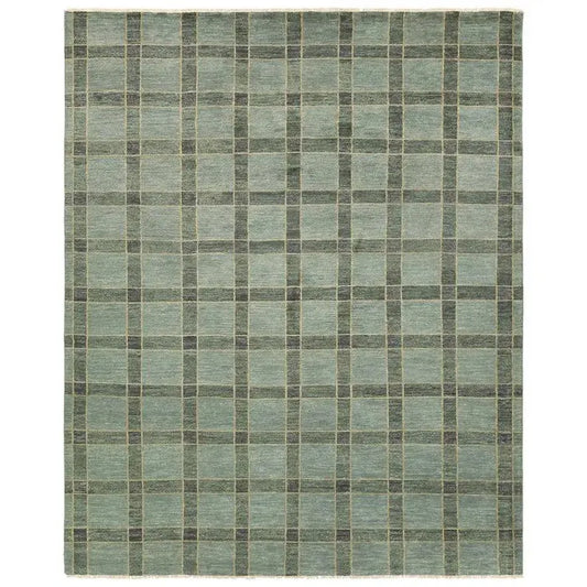 Sage Green Plaid Geometric Grid Area Rug