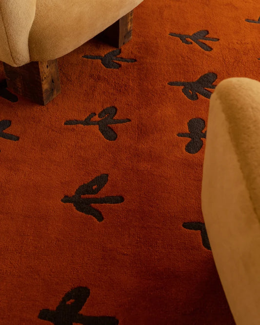 Nordic Ember Leaf Hand-Tufted Rug