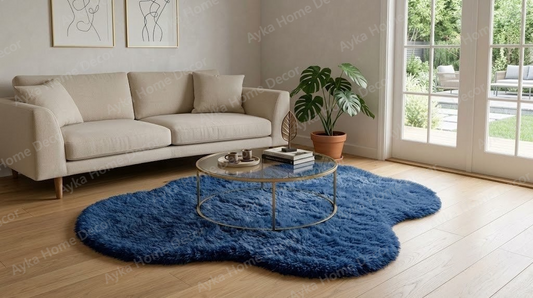 Azure Cloud Organic Shaggy Rug