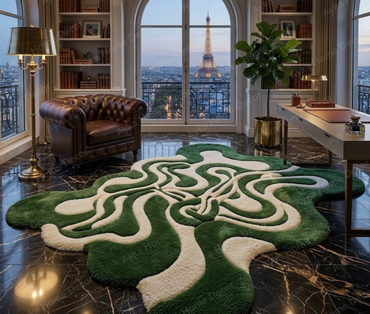 Forest Fluid Contour Shaggy Rug