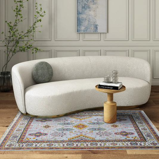 Ivory & Muted Multi-Color Tribal Oushak Rug