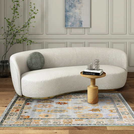 Muted Ice Blue & Gold Tribal Oushak Rug