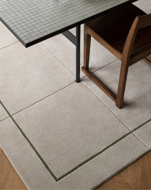 Linear Frame Ivory Hand-Tufted Wool Rug