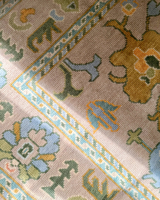 Cornelia Grey & Sky Blue Floral Oushak Rug