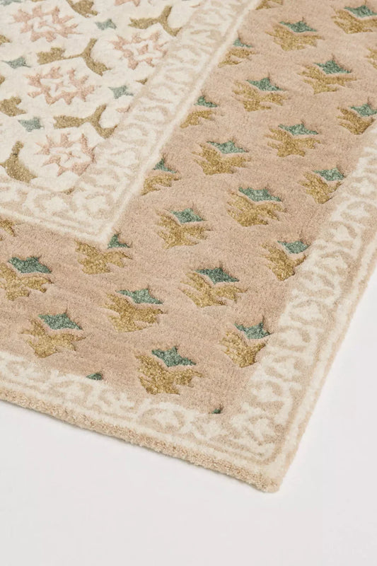 Vintage Lattice Rose Hand-Tufted Wool Rug