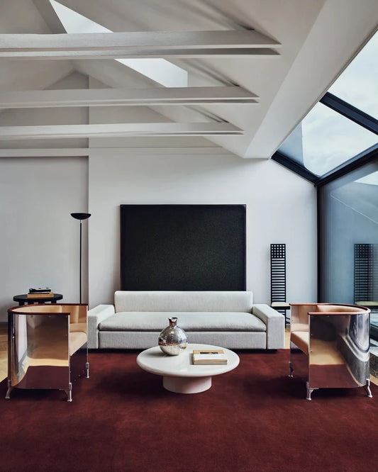 Minimalist Burgundy Plush Tufted Area Rug
