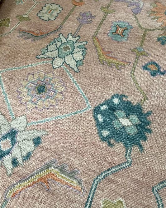 Louise Blush Pink & Pastel Floral Oushak Rug