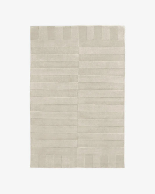 Minimalist Soft Cream Carved Tufted Area Rug
