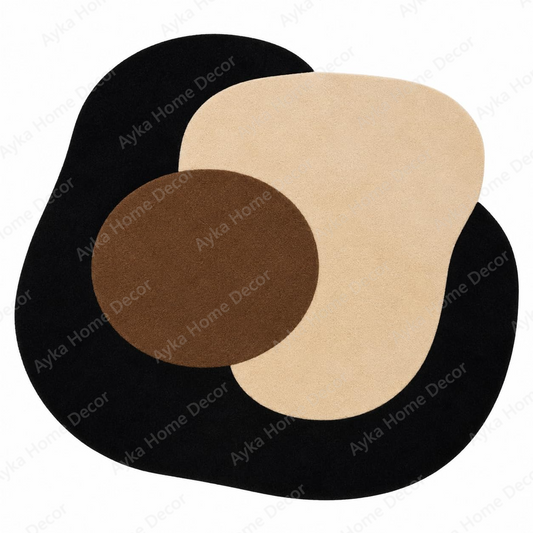 Mocha & Cream Overlapping Shaggy Rug