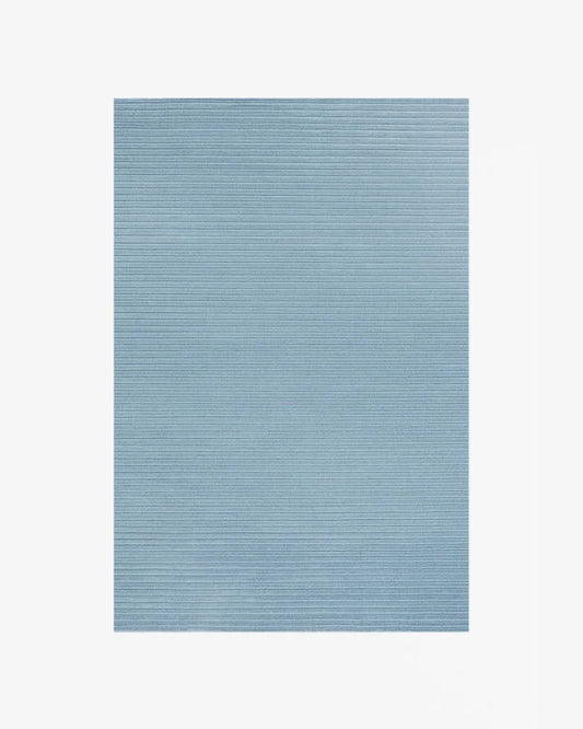 Ice Blue Linear Texture Hand-Tufted Area Rug