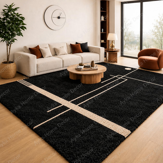 Modern Minimalist Striped Shaggy Rug