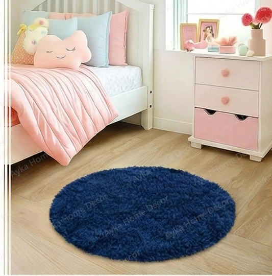 Deep Ocean Round Shaggy Rug