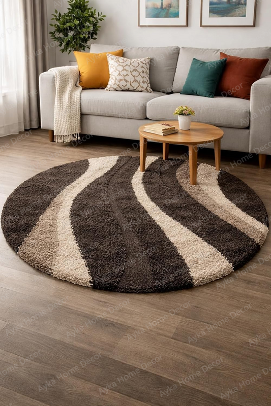Mocha Flow Contour Shaggy Area Rug