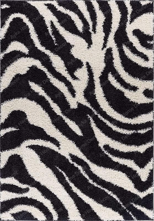 Savanna Zebra Striped Shaggy Rug