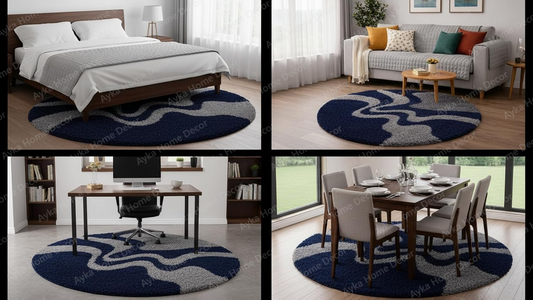 Oceanic Flow Round Shaggy Rug