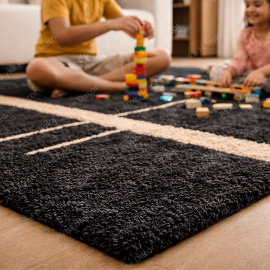 Modern Minimalist Striped Shaggy Rug