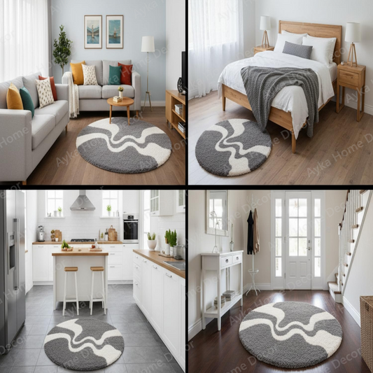 Pebble Wave Round Shaggy Rug