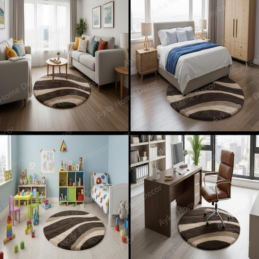Mocha Flow Contour Shaggy Area Rug