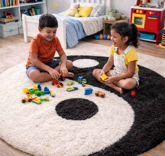 Yin-Yang Harmony Round Shaggy Rug