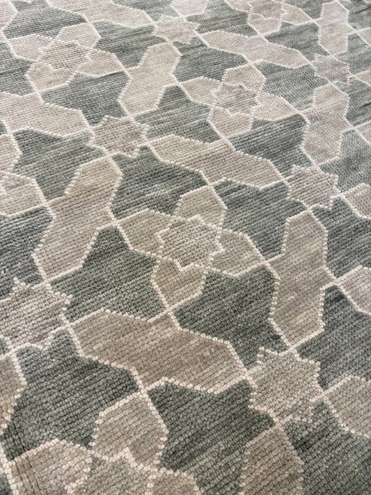Vintage Style Sage Green Lattice Area Rug