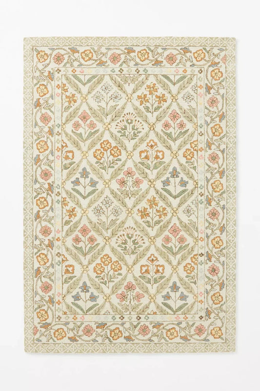 Vintage Botanical Trellis Hand-Tufted Area Rug