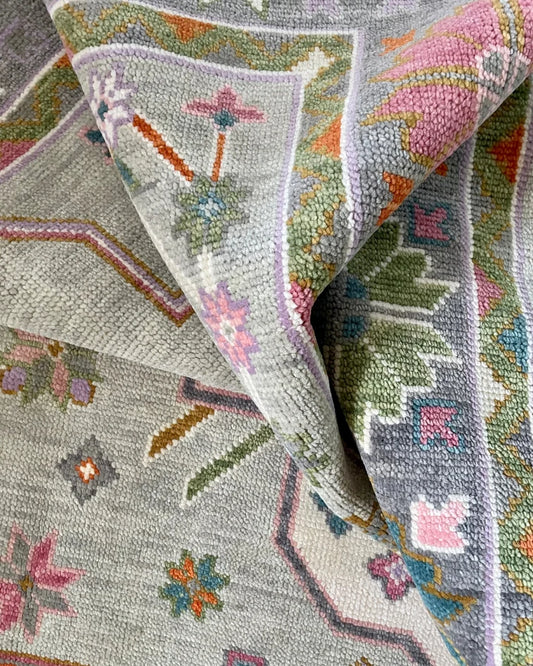 Cora Sage Green & Pastel Medallion Oushak Rug