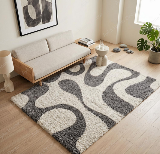 Fluid Contour Shaggy Rug