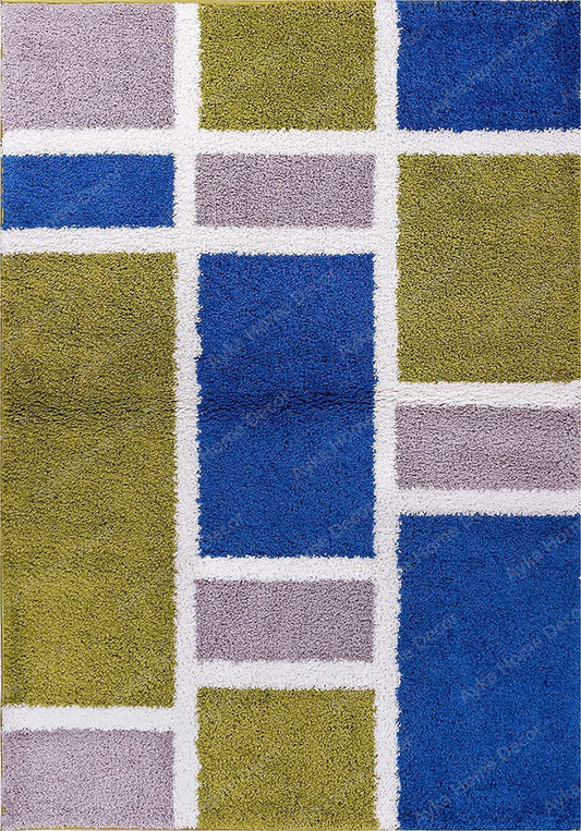 Mosaic Color Block Shaggy Rug