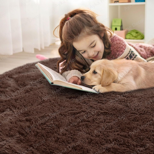 Espresso Round Shaggy Rug