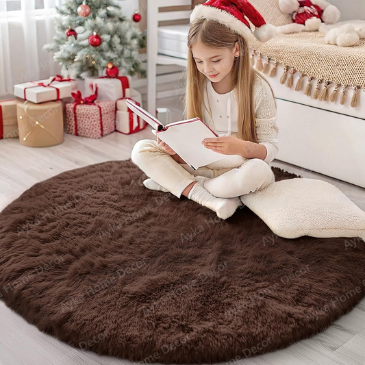 Espresso Round Shaggy Rug