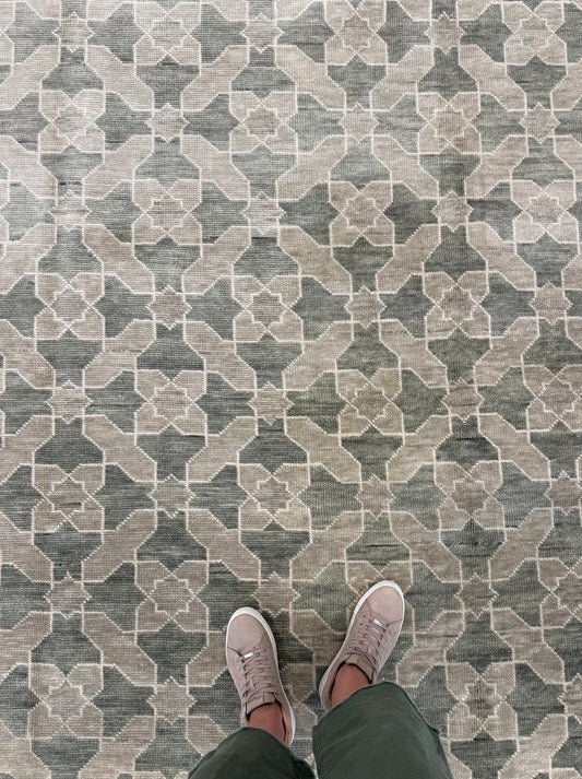 Vintage Style Sage Green Lattice Area Rug