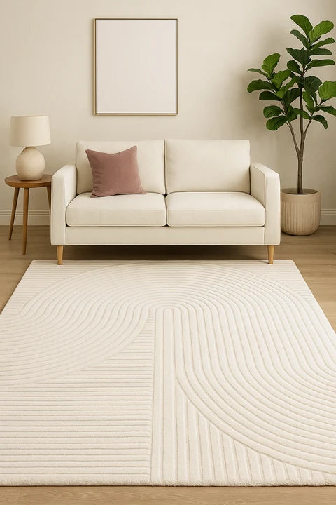 Ivory Zen Arch Relief Hand-Tufted Wool Rug