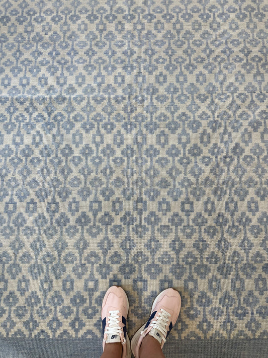 Ella Blue & Neutral Geometric Oushak Rug